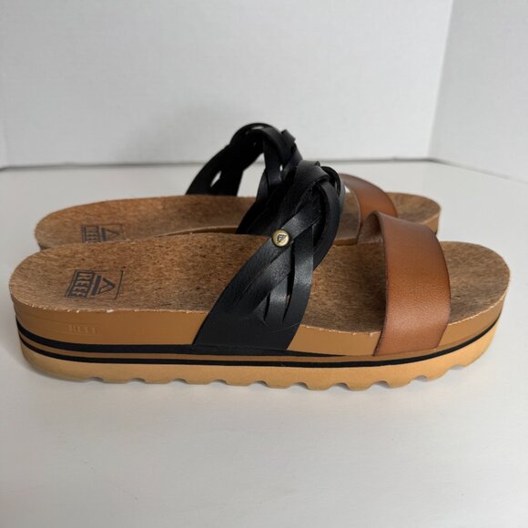 Reef Cushion Vita Hi Twist Platform Sandals Double Strap Slip On Womens 10 Tan B - Picture 4 of 8